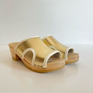 No.6 Gold Clog Sandals Size 38
